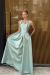 VESTIDO DE FESTA EM ZIBELINE COM ALÇAS LARGAS VERDE MENTA - comprar online
