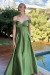 VESTIDO DE FESTA EM ZIBELINE PARANÁ VERDE OLIVA - comprar online