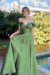 VESTIDO DE FESTA EM ZIBELINE PARANÁ VERDE OLIVA - loja online