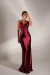 VESTIDO DE FESTA SEREIA COM ALÇA DE STRASS MARSALA - Toth Store | Vestido de Festa | Moda Feminina