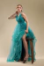 VESTIDO LONGO EM TULE COM CAMADAS AZUL ESVERDEADO - loja online