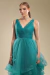VESTIDO LONGO EM TULE COM CAMADAS AZUL ESVERDEADO