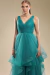Imagem do VESTIDO LONGO EM TULE COM CAMADAS AZUL ESVERDEADO