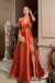 VESTIDO DE FESTA EM ZIBELINE CAMPINAS TERRACOTA - comprar online