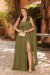 VESTIDO DE FESTA UM OMBRO COM FLOR VERDE OLIVA - comprar online