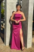 VESTIDO DE FESTA EM CETIM EXTREMA FÚCSIA - comprar online
