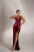 VESTIDO DE FESTA SEREIA COM ALÇA DE STRASS MARSALA