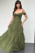 VESTIDO DE FESTA ALFENAS VERDE OLIVA - loja online