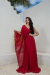 VESTIDO DE FESTA UM OMBRO SÓ COM CAPA MARSALA - comprar online