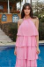 VESTIDO LONGUETE FRENTE ÚNICA ROSA CHICLETE - loja online