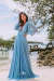 VESTIDO LONGO GRACE AZUL SERENITY COM FORRO E MANGAS REMOVIVEIS - comprar online