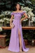 VESTIDO LONGO OMBRO A OMBRO COM CINTO LILÁS - comprar online