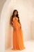 VESTIDO LONGO RECORTE LATERAL LARANJA - comprar online