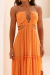 VESTIDO LONGO RECORTE LATERAL LARANJA - Toth Store | Vestido de Festa | Moda Feminina