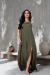 VESTIDO DE FESTA UM OMBRO SÓ EM TECIDO CHIFFON VERDE OLIVA - loja online