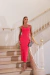 VESTIDO LONGUETE COM PEDRARIA VERMELHO GOIABA