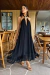 VESTIDO MIDI COM FRANJAS NA BARRA PRETO - comprar online