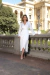 VESTIDO MIDI COM MANGAS LONGAS EM CETIM BRANCO - comprar online