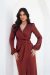 VESTIDO MIDI COM MANGAS LONGAS EM CETIM MARROM - loja online