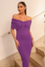 VESTIDO MIDI OMBRO A OMBRO COM LAÇO ROXO na internet