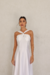 VESTIDO MIDI EM CETIM FRENTE CRUZADA BRANCO - Toth Store | Vestido de Festa | Moda Feminina