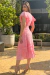 VESTIDO MIDI EM LAISE COM BABADOS ROSA - comprar online