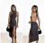 VESTIDO MIDI ESTAMPADO GOLA ALTA CAFE