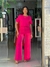 CONJUNTO DE BLUSA E CALÇA LONGO ROSA