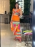 CONJUNTO DE SAIA CAJU ESTAMPADO - LARANJA