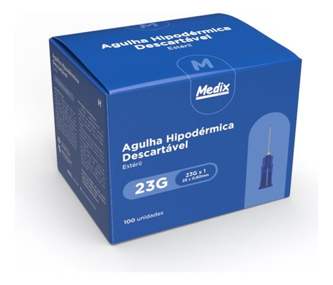 Agulha 25x6 HiPodérmica 23g Descartável Cx 100 Un Medix