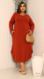 Vestido Plus Size Longo Manga Longa Com Bolso - Bombys