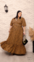 Vestido Plus Size Longo Manga Curta Boca De Sino - comprar online