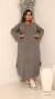 Vestido Plus Size Longo Manga Longa Com Bolso - loja online