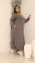 Vestido Plus Size Longo Manga Longa Com Bolso