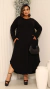 Vestido Plus Size Longo Manga Longa Com Bolso
