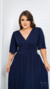 Vestido Plus Size Longo Manga Curta Boca De Sino - loja online