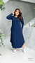 Vestido Plus Size Longo Manga Longa Com Bolso