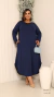 Vestido Plus Size Longo Manga Longa Com Bolso - comprar online