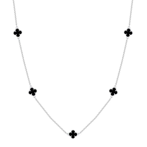COLAR TREVO PRETO PRATA 925 - comprar online