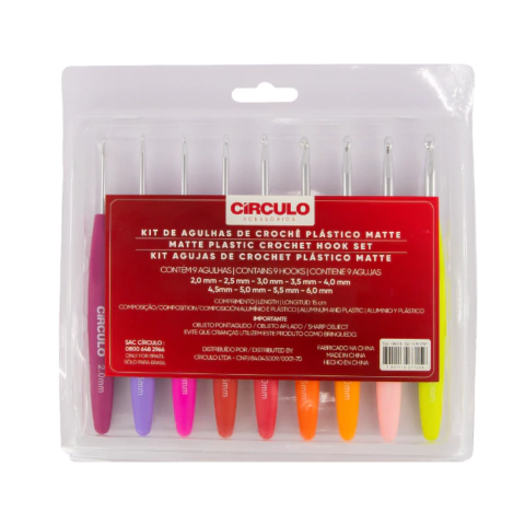 Kit De Agulhas De crochê Matte Circulo 2mm a 6mm