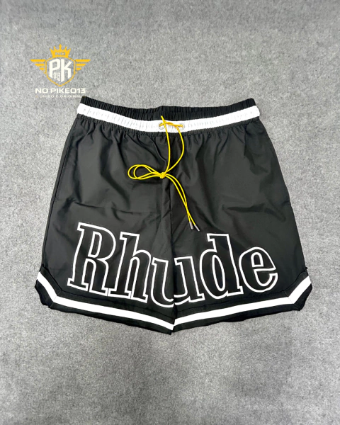Rhude Court Logo Shorts Black - comprar online