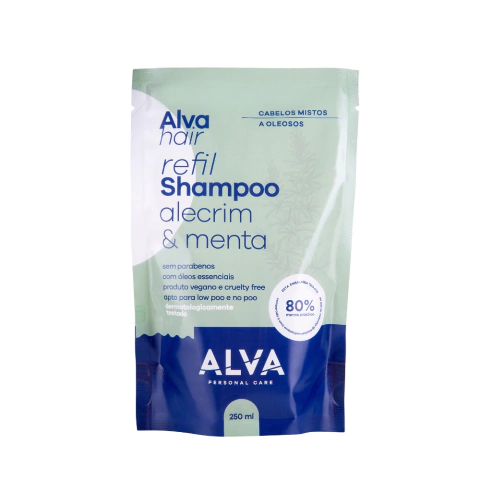 Refil Shampoo Alecrim e Menta 250ml - Alva