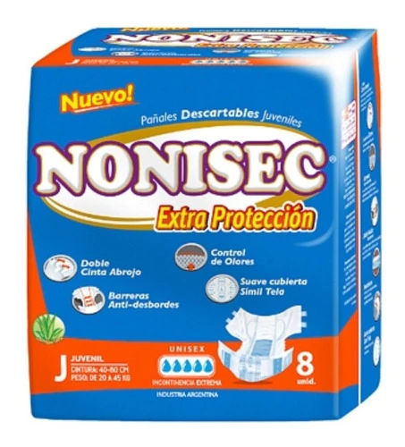 Pañales Nonisec | Extra Protección | Sim Tela | Talle Juvenil | 8 unidades
