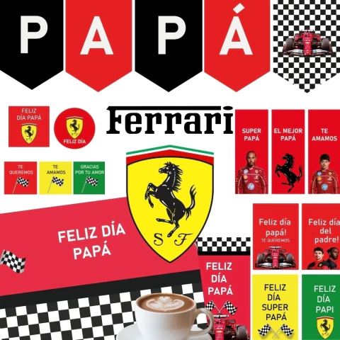Kit imprimible Día del Padre: F1 Fórmula 1 Ferrari