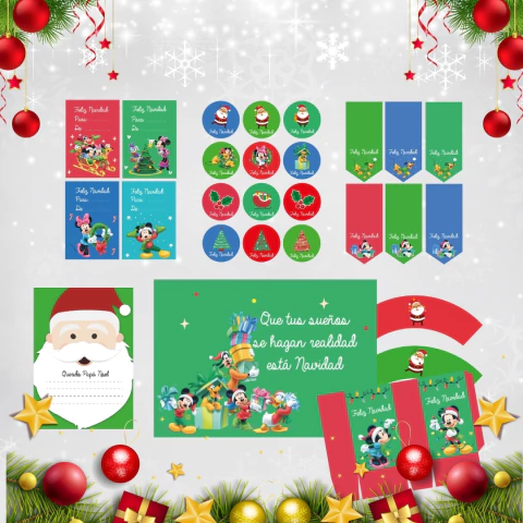Kit imprimible Navidad Mickey Mouse y Amigos - Modelo 4 - comprar online