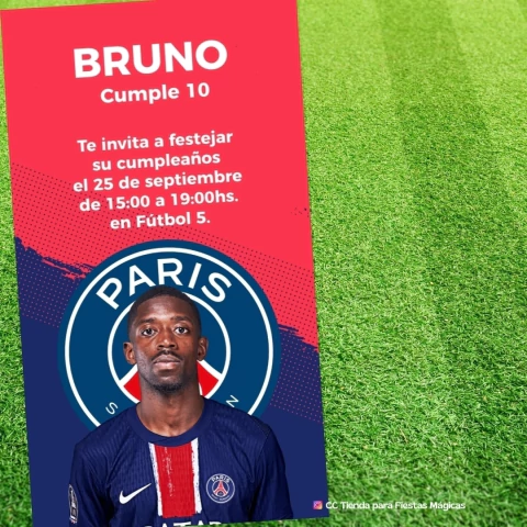Invitación digital para Cumpleaños: PSG París Saint - Germain Football Club - Modelo 5