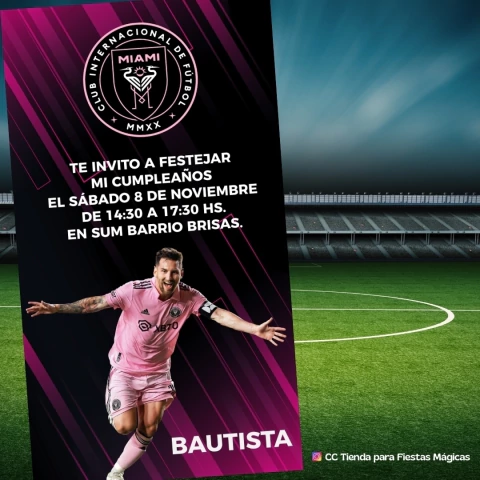 Invitación digital para Cumpleaños Inter Miami FC Messi - Modelo 3