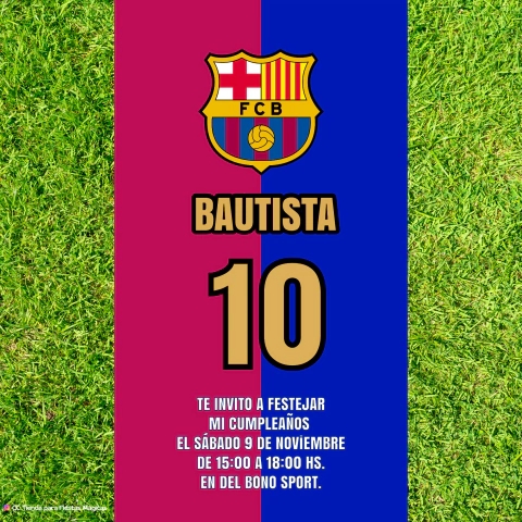 Invitación Digital Cumpleaños Fútbol Barcelona FC - Modelo 9 - comprar online