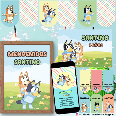 Kit imprimible para Cumpleaños: BLUEY