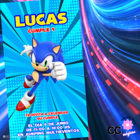 Invitación Digital Cumpleaños Sonic - Modelo 3 - comprar online